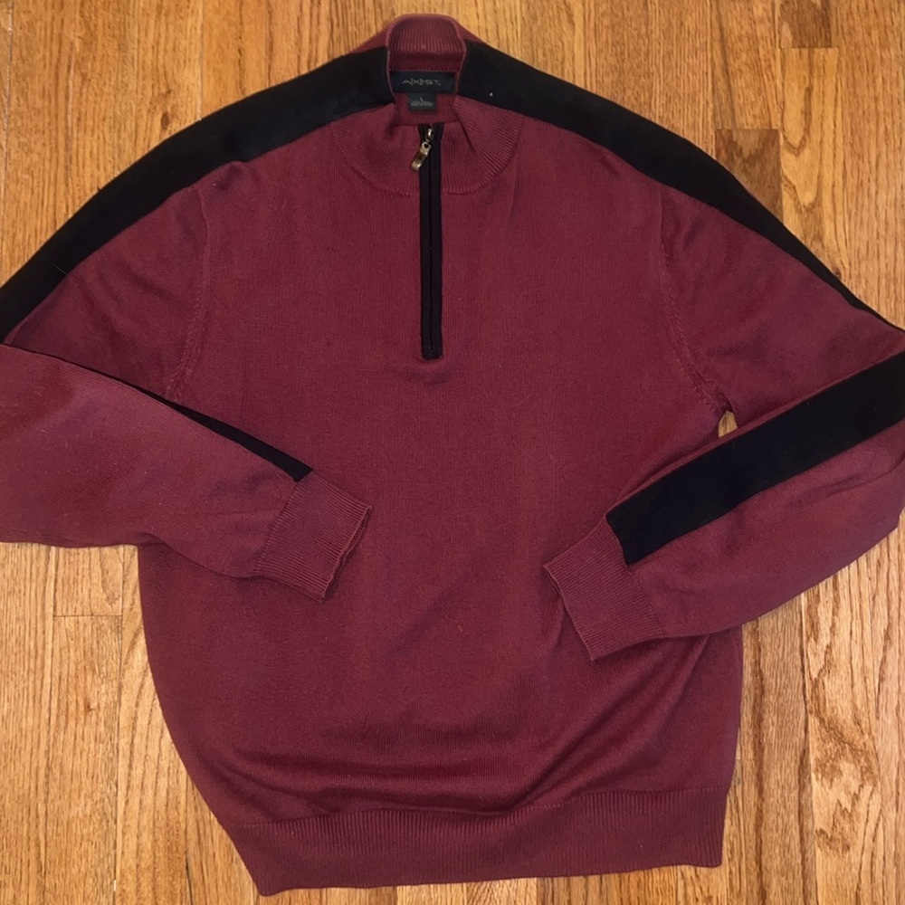 Axist Men’s Maroon Quarter Zip Pullover Sweater Size Large